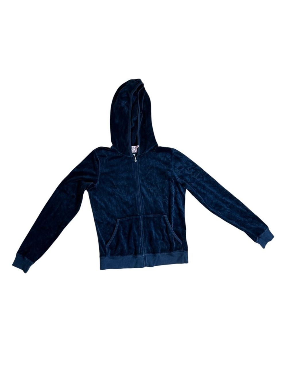 Juicy Cotour Y2K Blackish Blue Velour Hooded Track Jacket